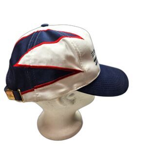 Vintage Men's The Railroad Hat Cap Shark's Tooth Blue Leather Strap Back